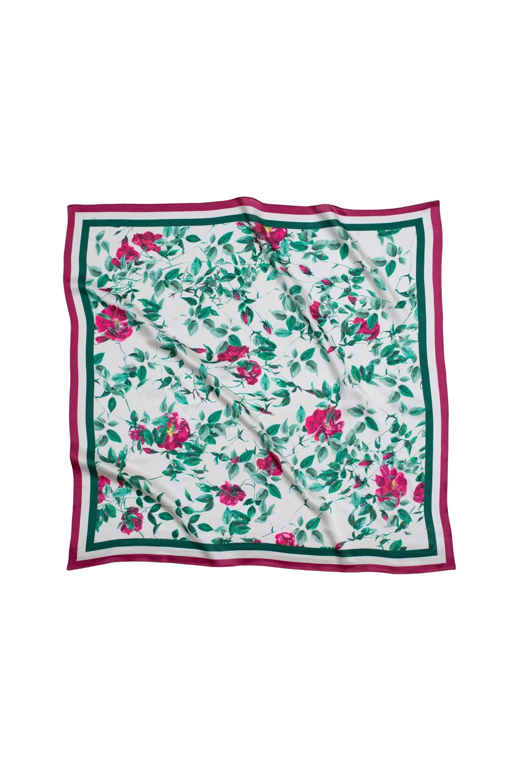 Medium Floral Natural Silk Scarf | Red Collection