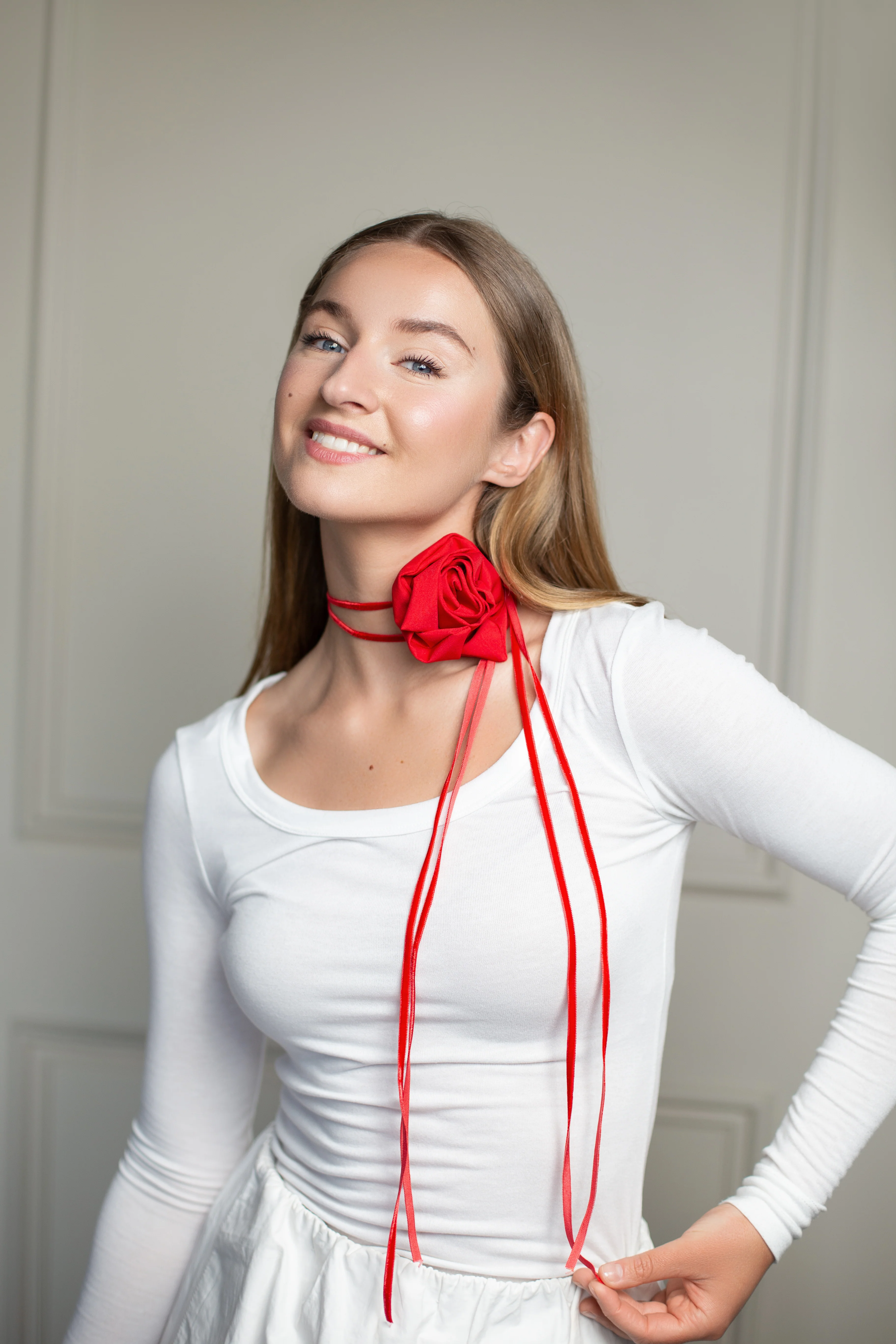 Red Rose Flower Choker - Image 2