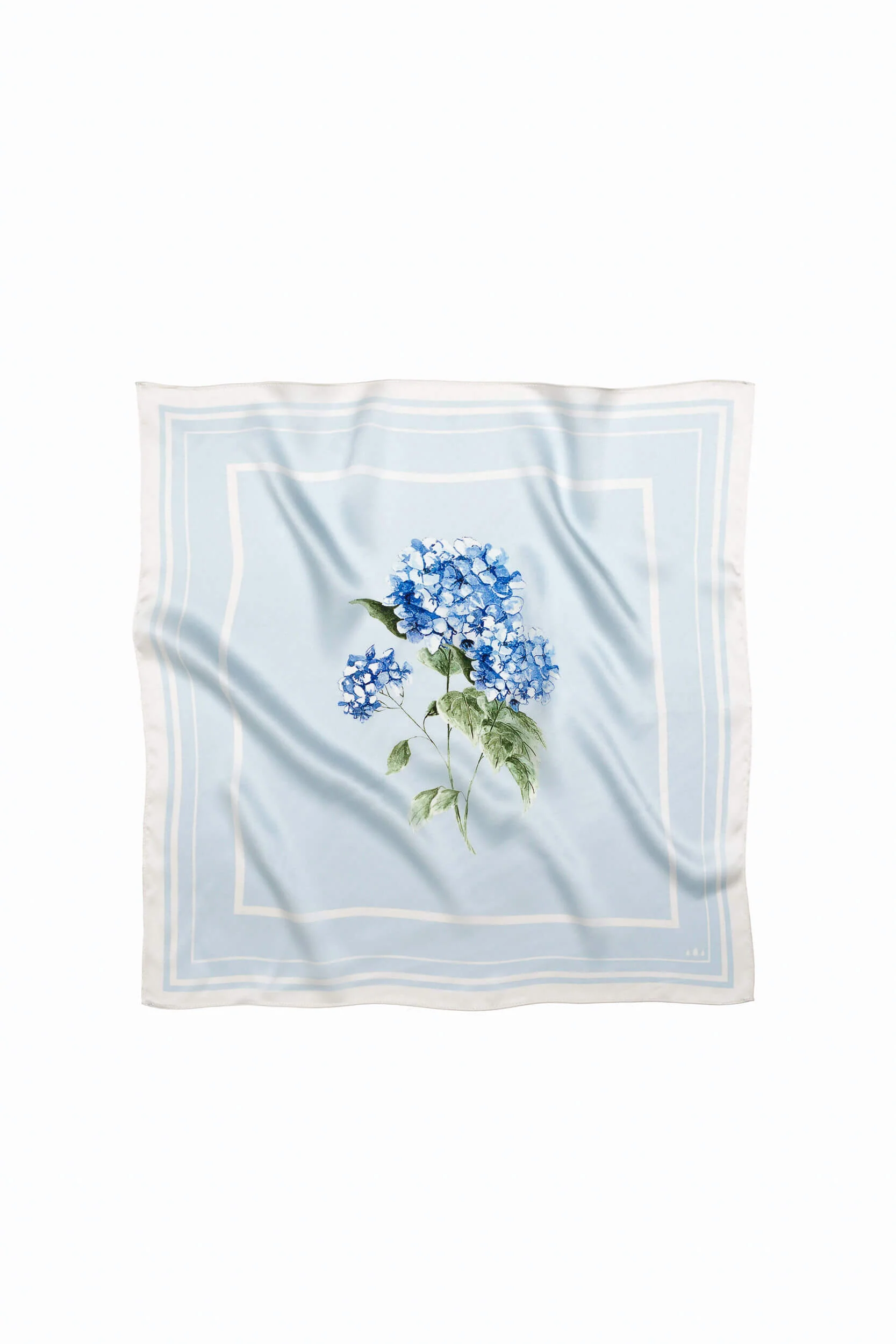 Small Floral Natural Silk Scarf | Light Blue