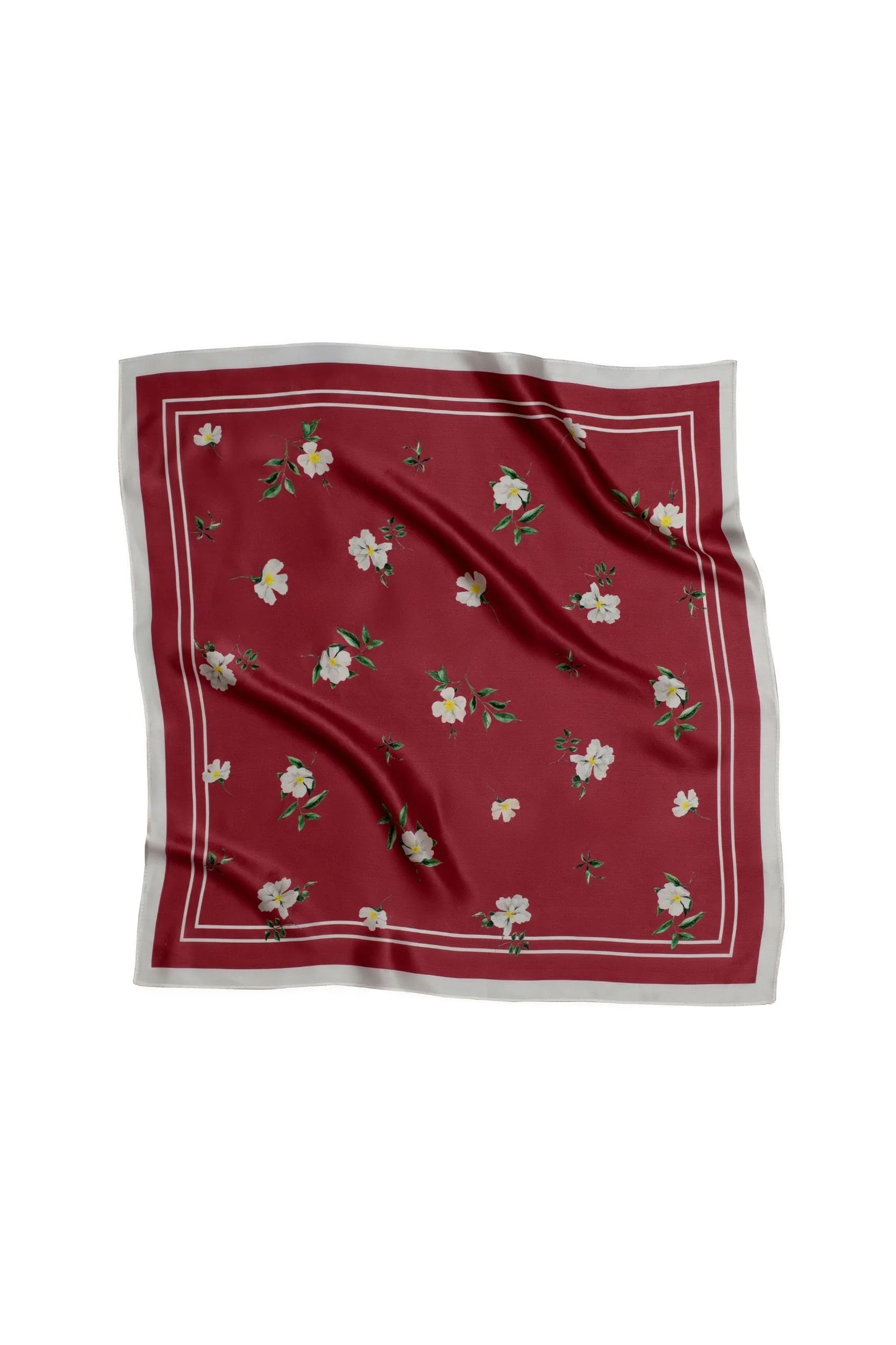 Small Floral Print Natural Silk Scarf | Red Collection