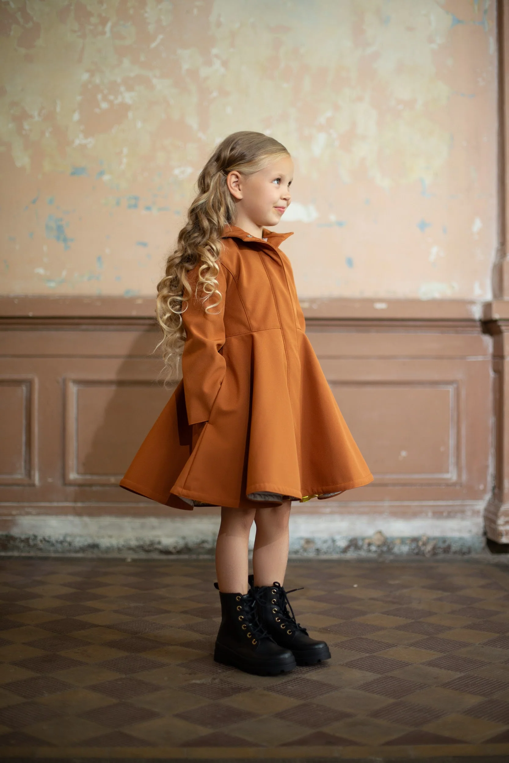 Caramel Brown Coat with Hood for Girls| Caramel Field