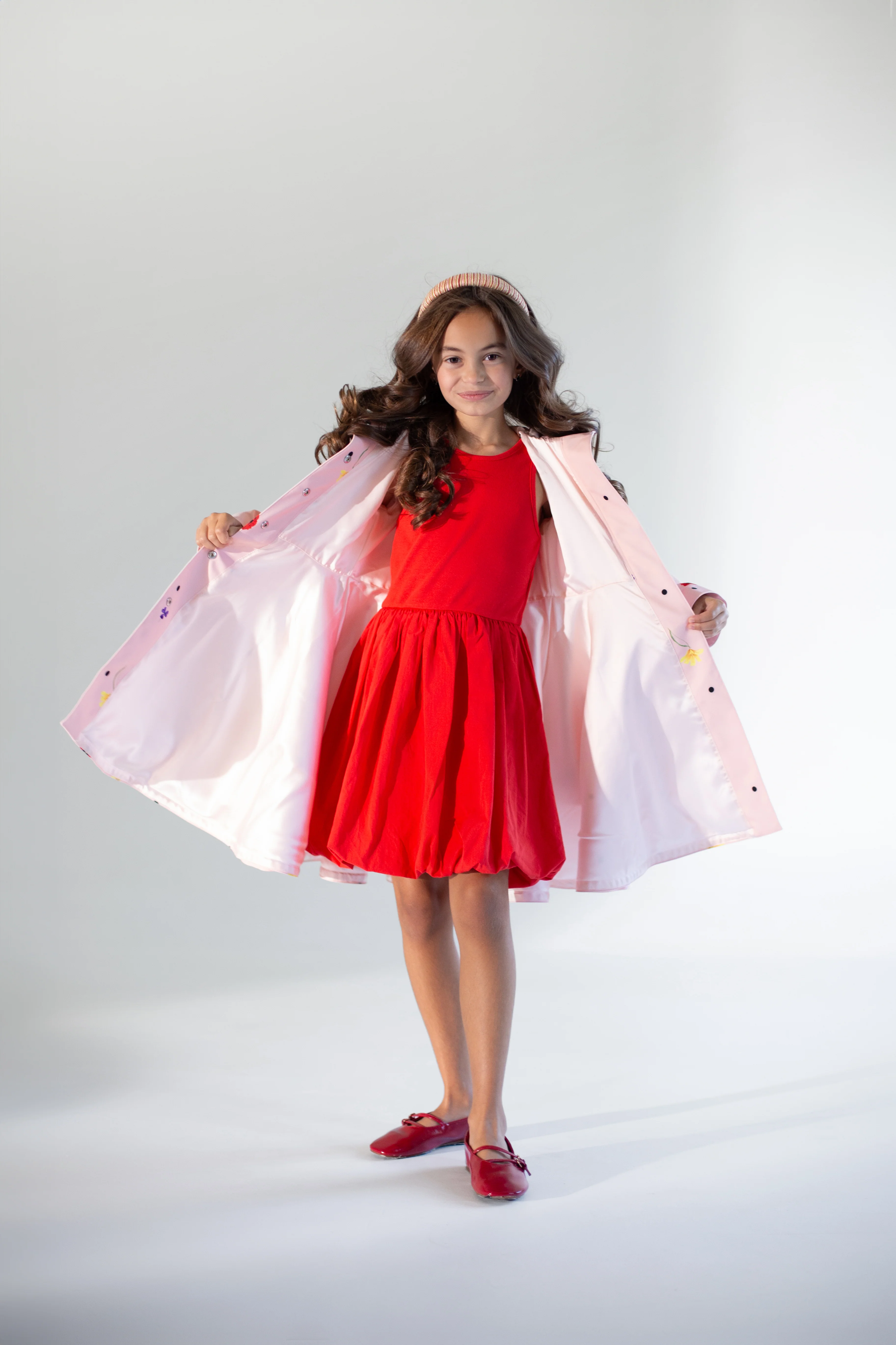 Soft Pink Coat for Girls with Flower Print | Cotton Candy - Image 5