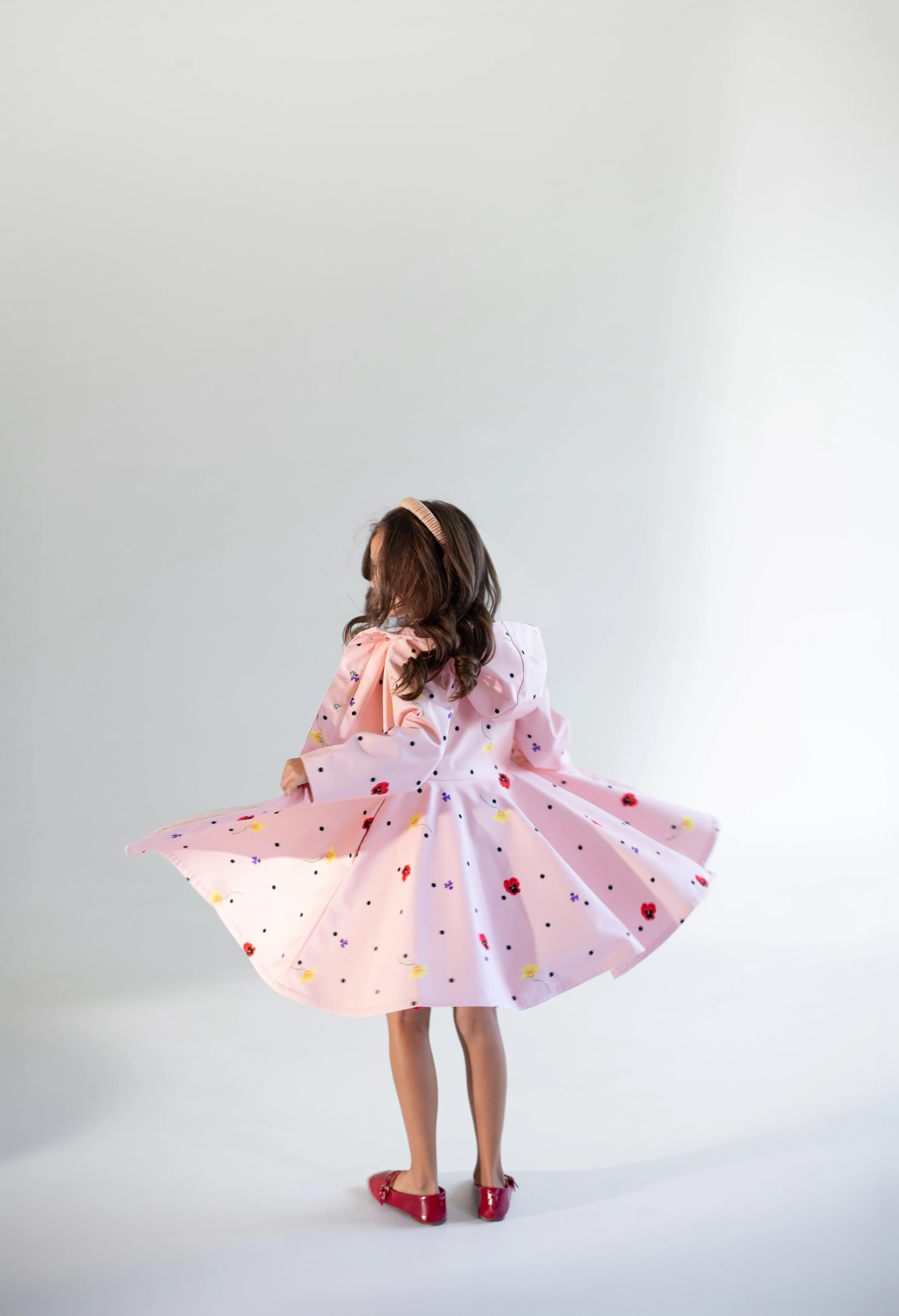 Soft Pink Coat for Girls with Flower Print | Cotton Candy - Image 6