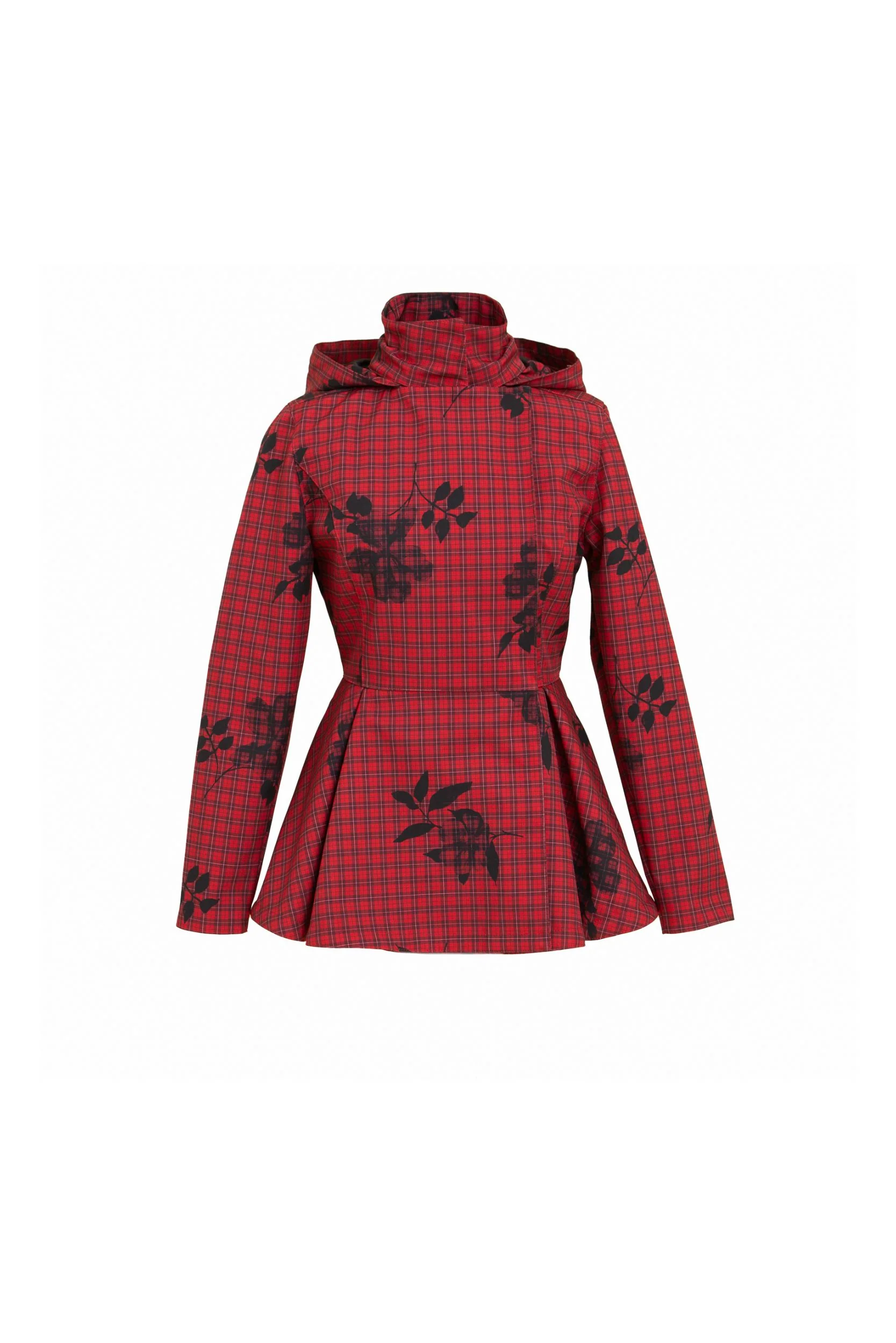 Double Breasted Jacket with Detachable Hood in Red | Crimson Heart - Image 9