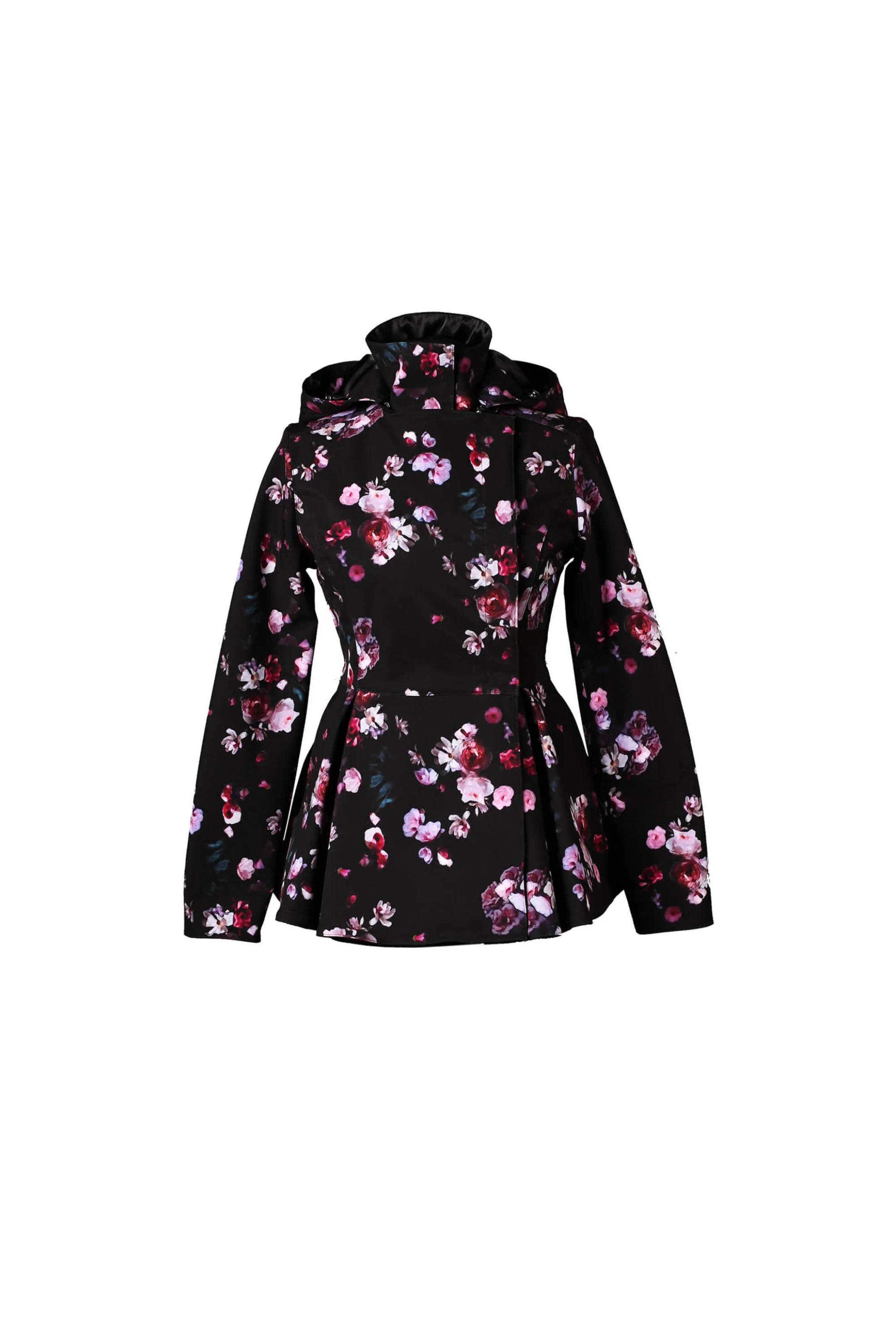 Women's Peplum Jacket with Detachable Hood | Pink Rain