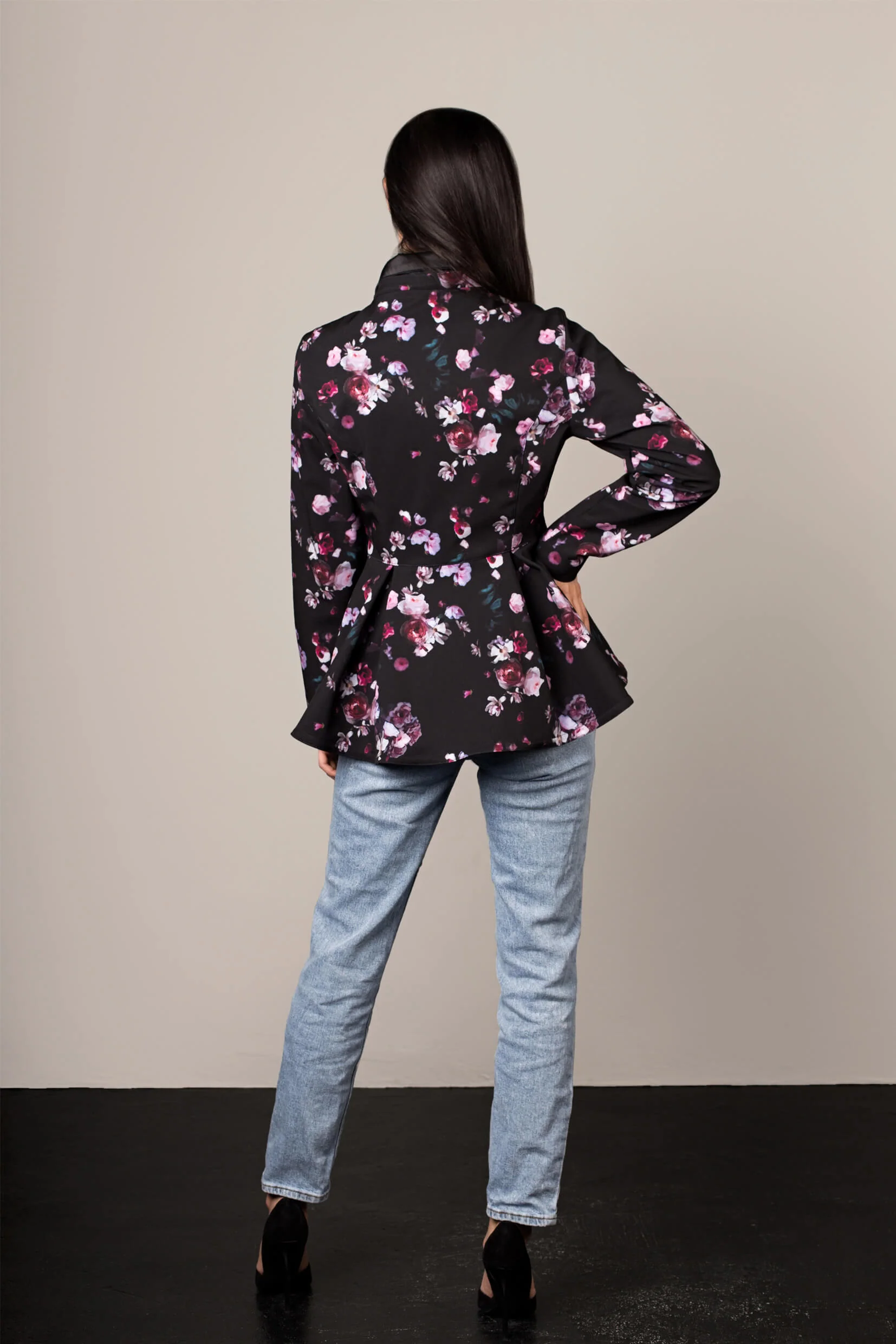 Women's Peplum Jacket with Detachable Hood | Pink Rain - Image 6